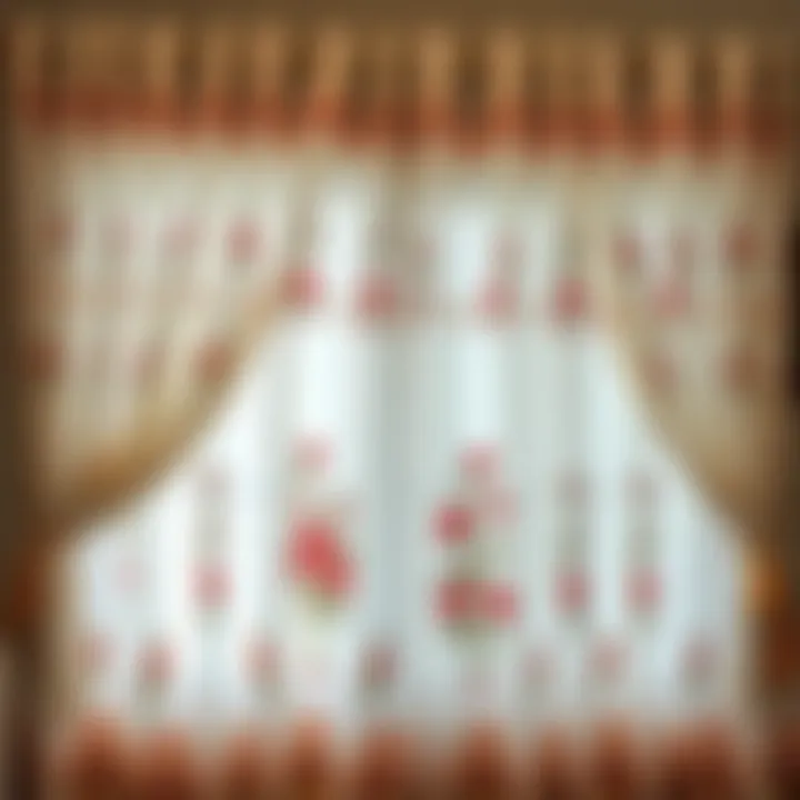 Diverse Fabric Choices for Embroidered Curtains Variety of fabric options for embroidered kitchen curtains displayed