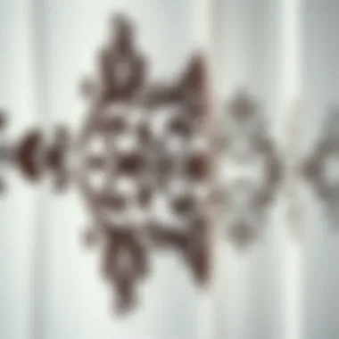 Close-Up of Intricate Embroidery Designs Close-up of intricate embroidery designs on kitchen curtains