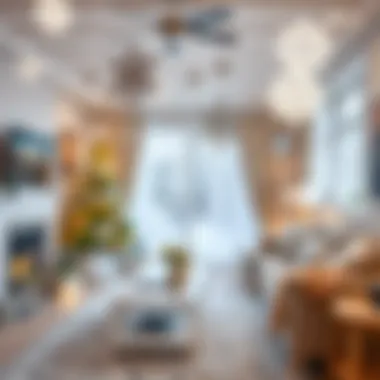 Snowflake Decorations Enhancing a Cozy Living Room Ambiance A cozy living room adorned with hanging snowflake decorations