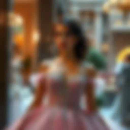 Stunning belle prom dress on display