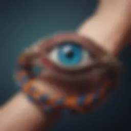 Intricately braided evil eye bracelet showcasing vibrant colors