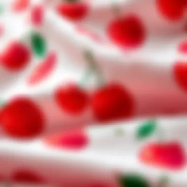 Close-up of the fabric texture of cherry pajamas