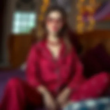 Stylish cherry pajama set styled with accessories