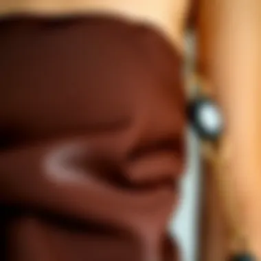 Close-up of chocolate brown fabric texture