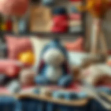 Artistic Display of Eeyore Pillow Materials Materials used in crafting the Eeyore pillow displayed artistically