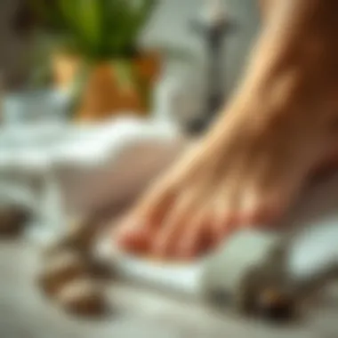 Integrating Heel Scrubber Stones in Foot Care A beautifully arranged foot care regimen with heel scrubber stones.