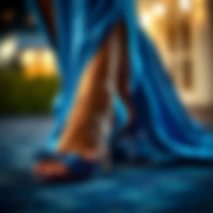 Blue heels paired with a stunning evening gown