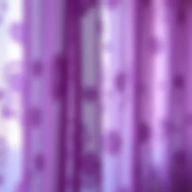 Close-up of delicate purple sheer fabric showcasing intricate patterns and textures.