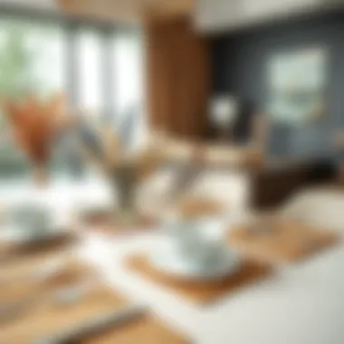 Stylish home décor featuring rectangular seagrass placemats in a modern setting