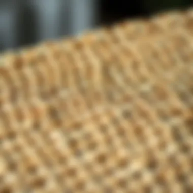 Close-up view of textured seagrass placemat showcasing intricate weaving patterns