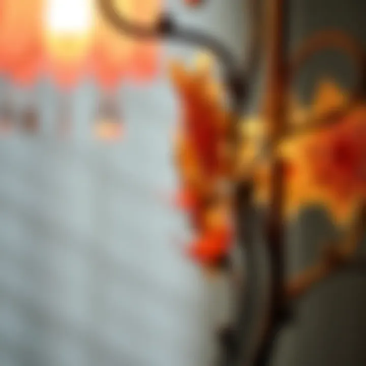 Close-up of intricate designs and materials used in a fairy flower lamp.