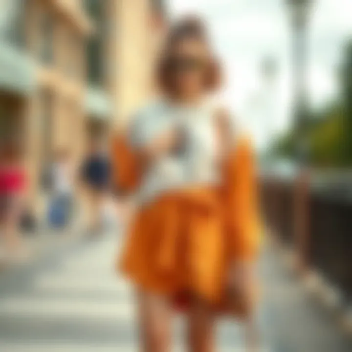 Fashionable front knot skirt paired with accessories