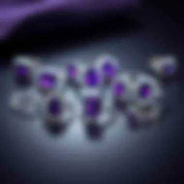 Diverse Collection of 925 Silver Amethyst Rings An elegant display of multiple 925 silver amethyst rings, illustrating variety in design and craftsmanship