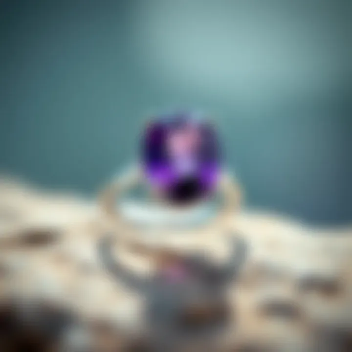 A serene setting highlighting the natural beauty of an amethyst gemstone set in 925 silver