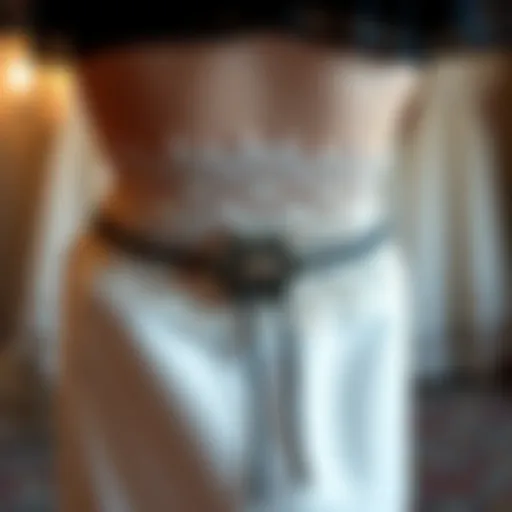 Intricate Lace Details of Garter Belt Skirt An elegant display of a garter belt skirt showcasing intricate lace details