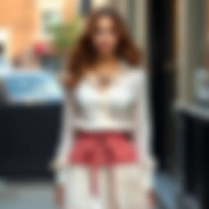 A styled outfit featuring a garter belt skirt paired with accessories