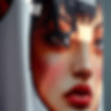 Textural Detail in Printed Designs Close-up of fabric texture featuring a unique face print