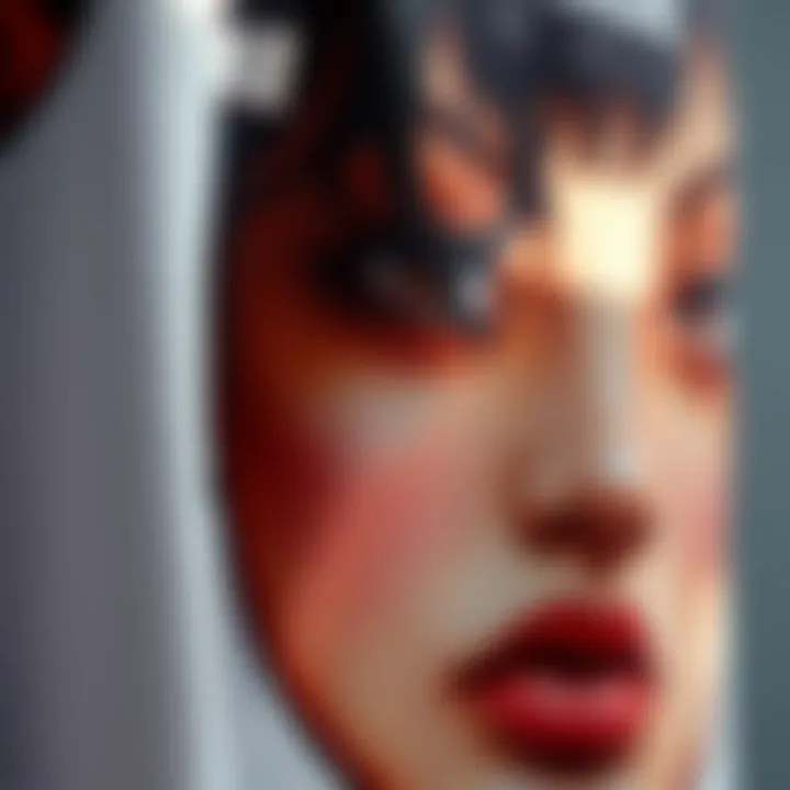 Textural Detail in Printed Designs Close-up of fabric texture featuring a unique face print