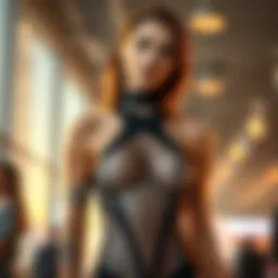 A stylish mesh cut out bodysuit showcasing contemporary fashion design