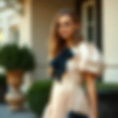 Fashionable outfit paired with puff sleeve flare dress