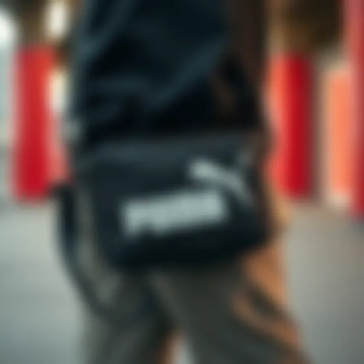 Materials and Craftsmanship of Puma Sling Bag Close-up of Puma sling bag's materials and craftsmanship