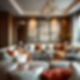 Elegant living room showcasing various cushion styles