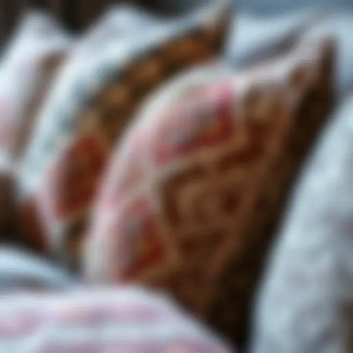 Intricate Patterns and Textures on Cushions Close-up of cushions featuring intricate patterns and textures