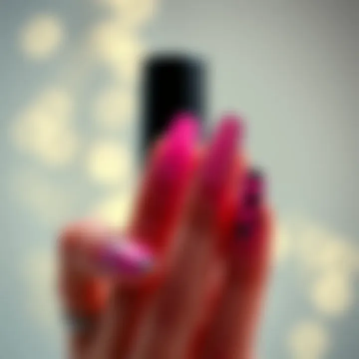 Innovative nail designs created with pink glue