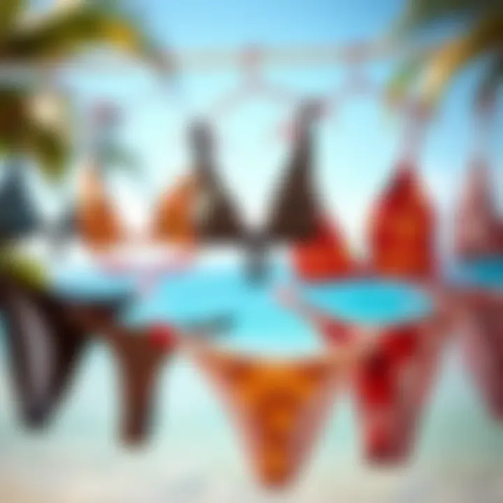 Elegant display of triangle thong bikini designs showcasing vibrant patterns and colors