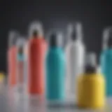 Colorful silicone travel bottles arranged neatly