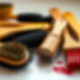 A close-up view of various stain brushes laid out on a clean surface