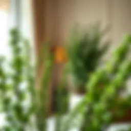 Elegant arrangement of artificial boxwood stems in a modern interior