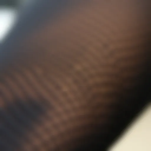 Close-up of intricate black fishnet texture