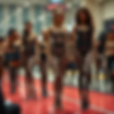 Historical fashion display showcasing evolution of fishnet leggings