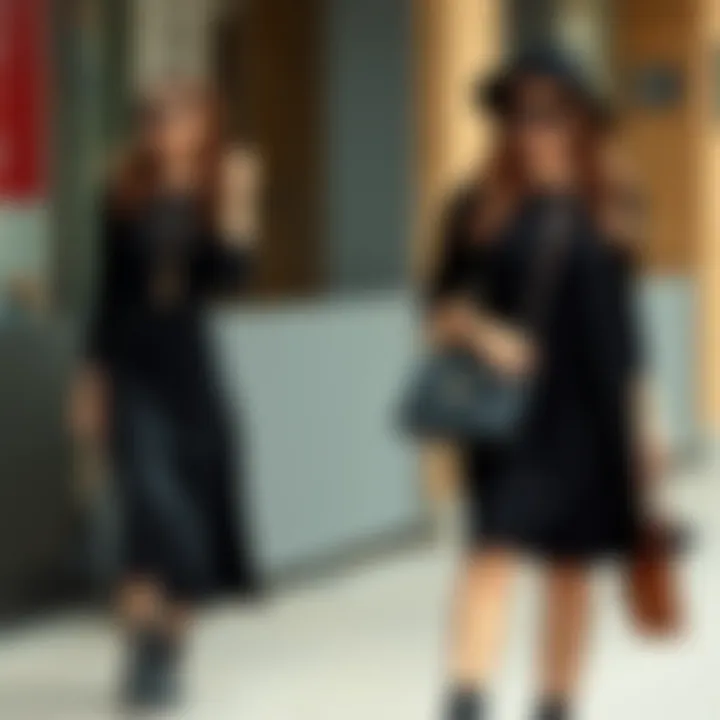 Casual black knit dress paired with accessories for everyday wear