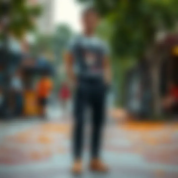 Laying the foundation of casual fashion with suspender pants Casual look featuring black suspender pants with a graphic tee