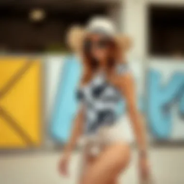 Fashion-forward outfit featuring a cowprint bodysuit styled with accessories