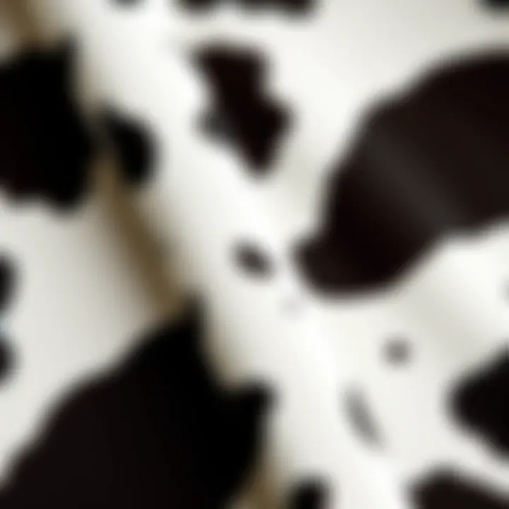 Close-up of cowprint fabric showcasing texture and material quality