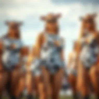 Group of fashion enthusiasts showcasing different styles of cowprint bodysuits