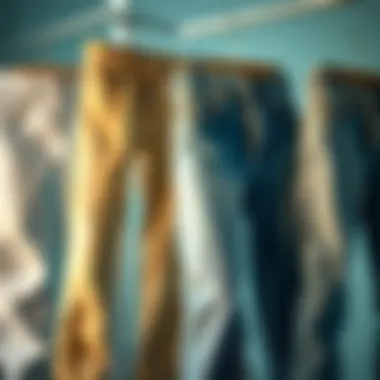 Diverse Cuts of Light Wash Jeans A stylish display of light wash jeans showcasing different cuts and styles.