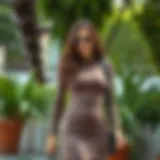 Stylish long sleeve bodycon dress in a casual outdoor setting