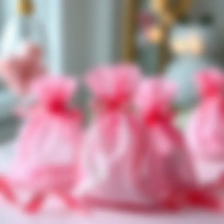 Pink organza bags used as gift packaging for a special occasion