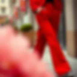 Elegant red wide leg pants styled for a chic urban look