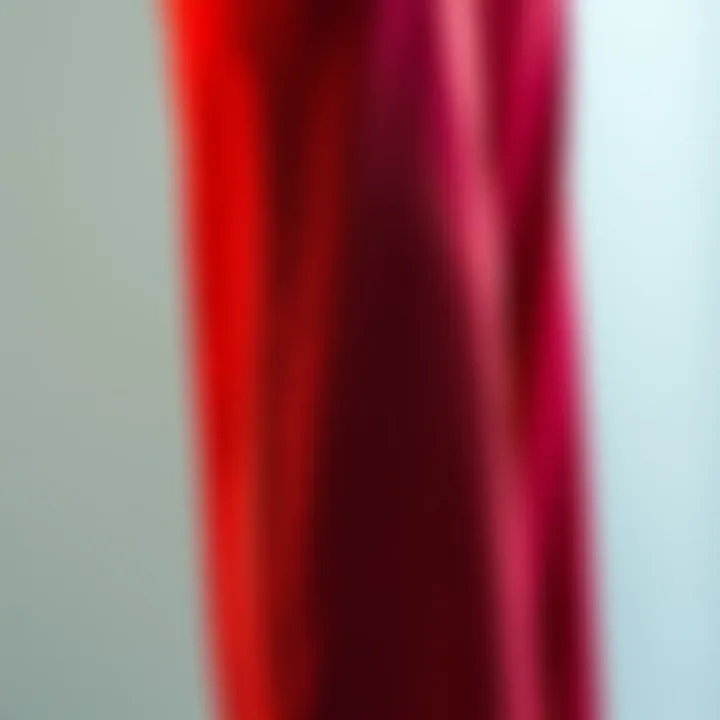 Luxurious Fabric of Red Wide Leg Pants Close-up of luxurious fabric texture of red wide leg pants