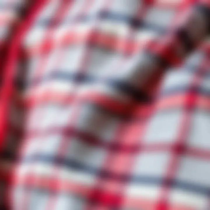 Close-up of plaid fabric showcasing texture and pattern