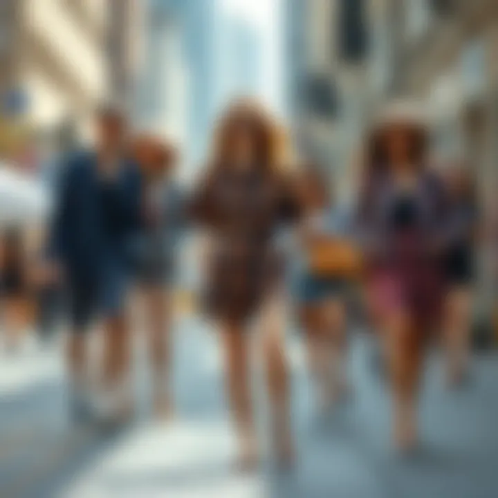 A vibrant street scene highlighting diverse plaid short set styles