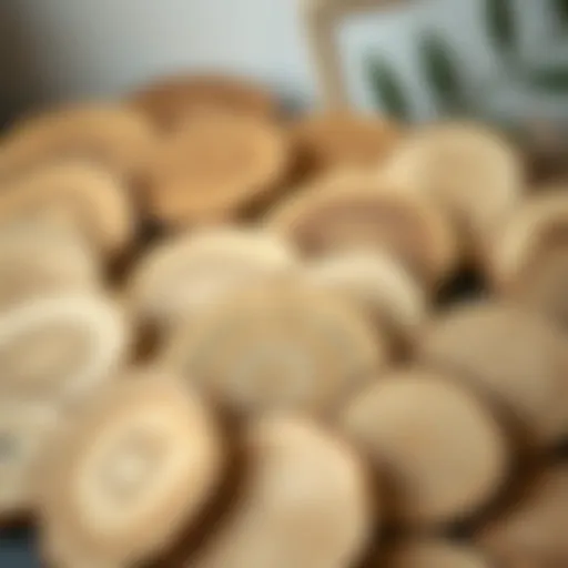 Elegant arrangement of unfinished wood circles showcasing their natural texture