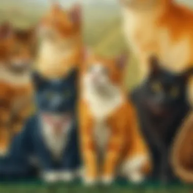 Historical Evolution of Cat Tapestry A historical representation of cat tapestries through various art movements