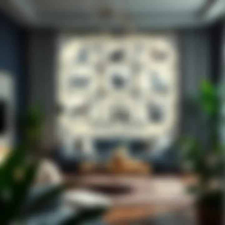 Contemporary Home Decor with Cat Tapestry A modern living space elegantly adorned with cat tapestries as focal decor elements