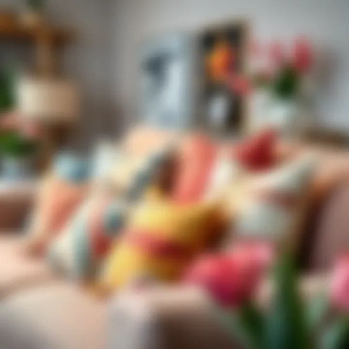 Trendy throw pillow covers arranged in a stylish living room setting